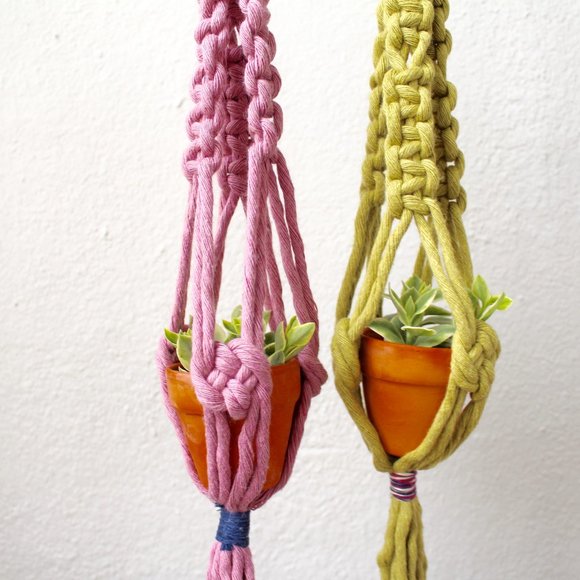 Mini Plant Hangers, Set of 2, Recycled Cotton - Picture 2 of 10